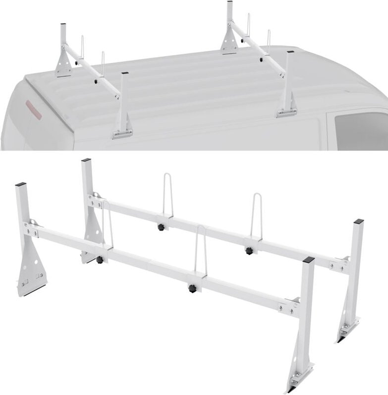 Anhängerleiterträger verstellbarer Dachträger Leiterträger 150 cm lange 2 Querstangen, Van-Dachleiterträger aus Stahl, 2...