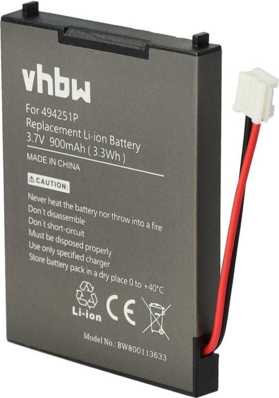 1x Akku kompatibel mit Audioline Babysense 5 Video Babyphone Babytalker (900 mAh, 3,7 v, Li-Ion) - Ersatz für 494251P, B...