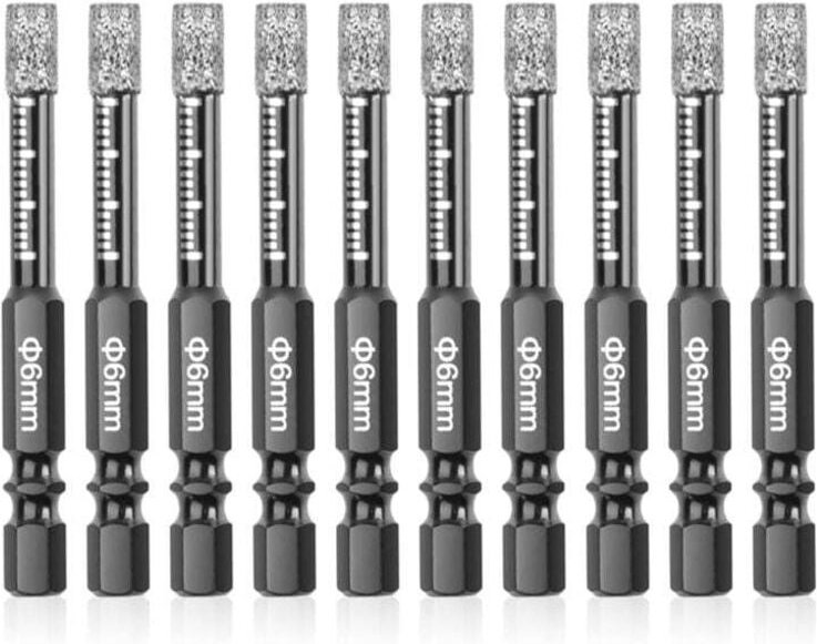 10 Stück 6-mm-Diamantbohrer für Keramikfliesen, Glas, Marmor, Ziegel und Stein