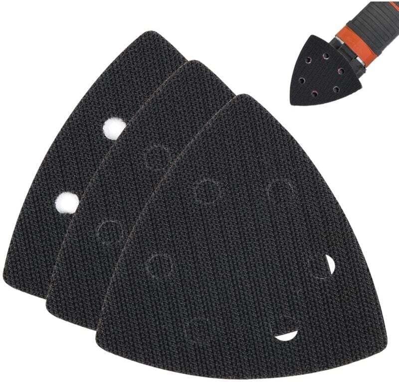 Ersatz-Dreieckschleifteller (3 Stück, 93 x 93 x 93 mm), 6 Löcher (schwarz)