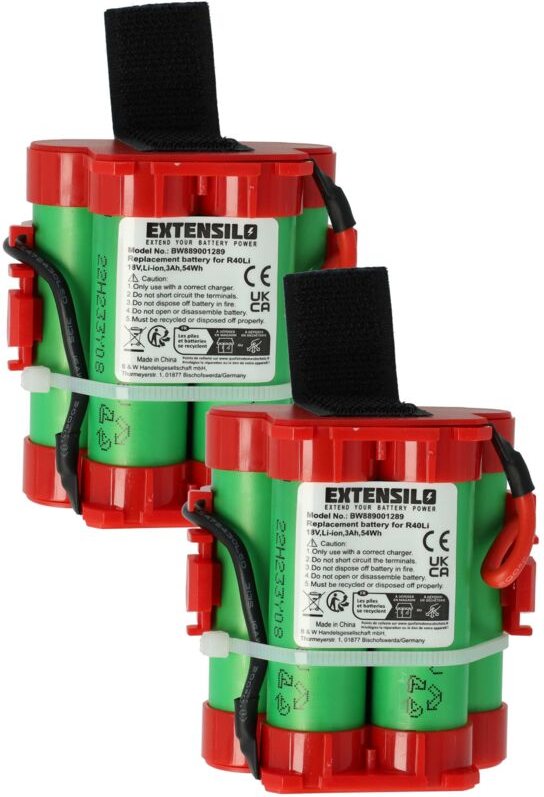 EXTENSILO 2x Akku kompatibel mit Gardena R80, R70Li, R40, R70, R50, R40Li, R50Li, R38Li, R45Li, 124562, R75Li Rasenmäher...