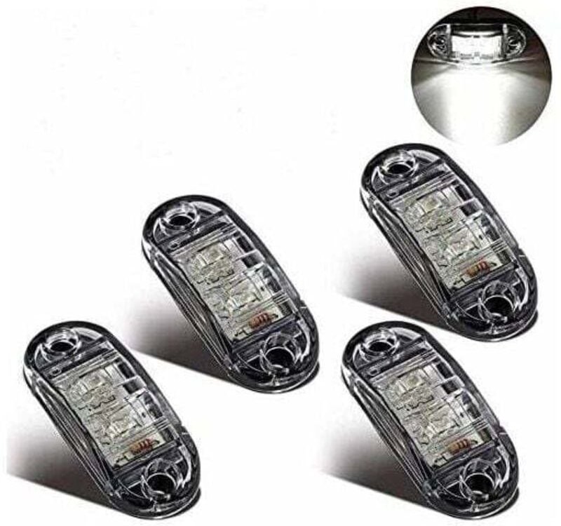 Feux de Gabarit Latéraux Feux De Dégagement led pour 12V 24V Universel Remorque Camion Lorry Caravan Bus (4pcs Blanc)