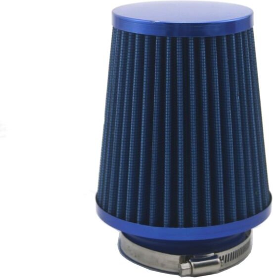 Auto-Kaltluftfilter-Kit mit hohem Durchfluss, Hochleistungs-Ansaugkit, Maschenkegel mit Klemme (blau) - Lntyq