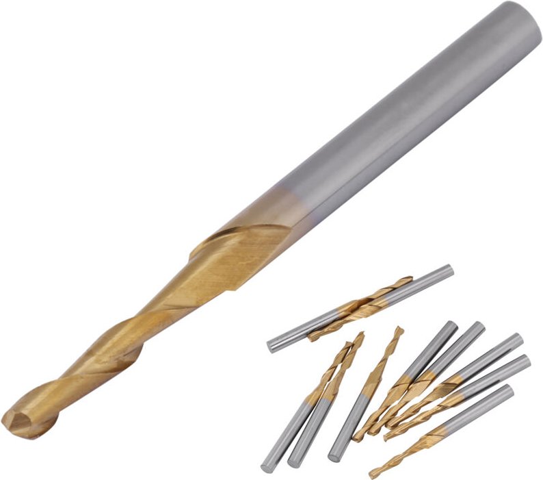 Doppelschneidfräser mit Titanbeschichtung, Schaftlänge 3,175 mm, Schneiddurchmesser 2 mm