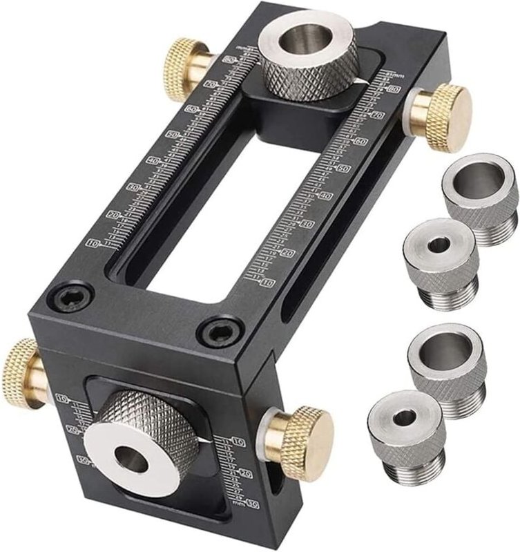 2-in-1-Schraubenlehre für die Holzbearbeitung, verstellbar, mit 4 Löchern, 6/8/10/12 mm