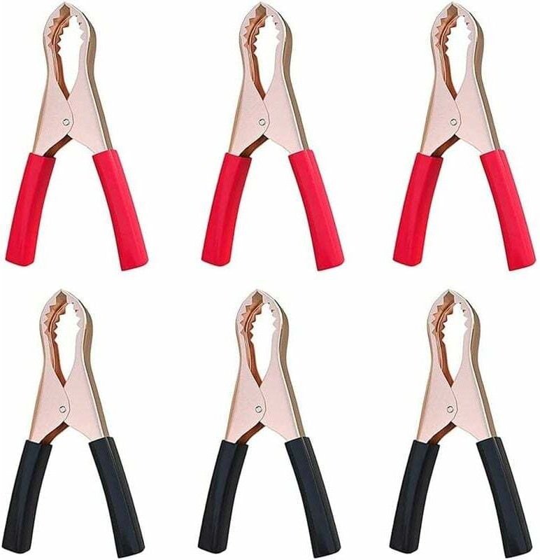 Stück 70 mm lange Krokodilklemmen für Autobatterien, isolierte Batterieklemmen, 50 A, Kupfer-Überbrückungskabel-Clips fü...