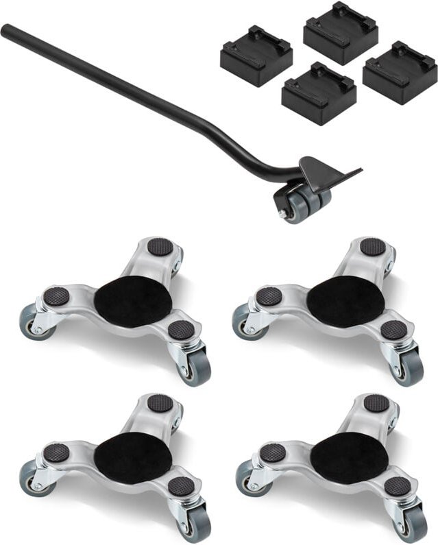 Mophorn - Möbelwagen, 200 kg Tragkraft, 3-Rad-Schwerlast mit dreieckigen Lenkrollen, Karbonstahl, für Haushaltsgeräte un...