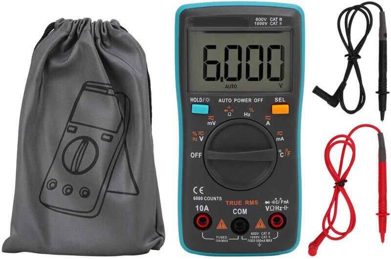 102-6000 Digitales Multimeter mit automatischer Bereichswahl, tragbares Spannungs- und Strommessgerät für elektrische Pr...