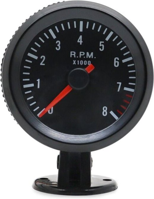 2-Zoll-52-mm-Drehzahlmesser für Autos, analog, 0–8000 U/min, schwarzes Gehäuse, für 1–8 Zylinder Ben
