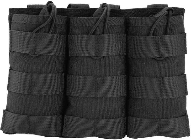 Nylon-Magazintasche mit offener Oberseite und MOLLE-System für drei Magazine mit Bungee-System (Schwarz)