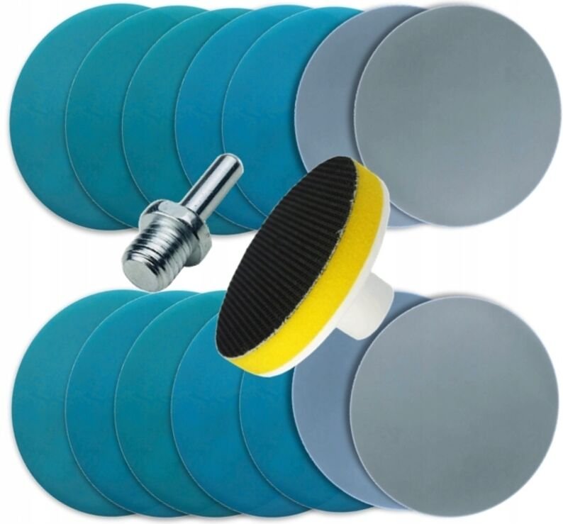 Thumbnail - Set Scheiben + Pad Wasserpapierscheiben 75 P800-3000 Mit Klettverschluss Für Lack