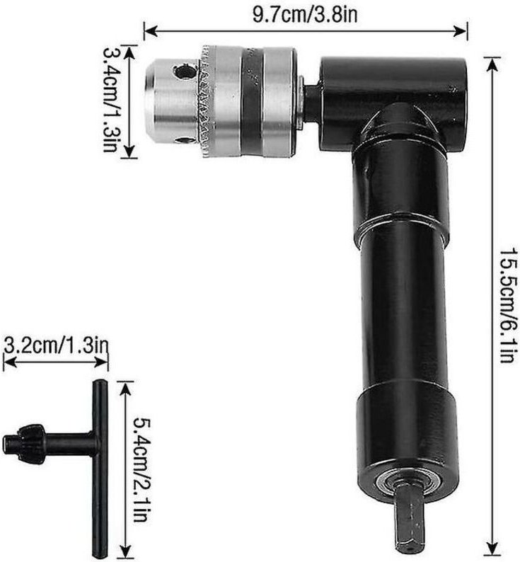 Winkelbohrfutter, 90°-Winkelbohrfutter mit Selbstklemmung, 1-10 mm Elektrobohrwelle, Bohrverlängerung, für Arbeiten in e...