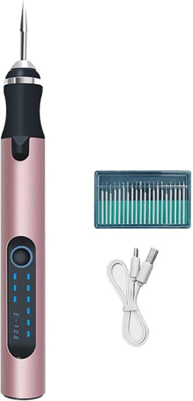Elektrischer Gravierstift, effizientes wiederaufladbares Schleifset für Nagelkunst, Metallgravur-Werkzeugset für Heimwer...