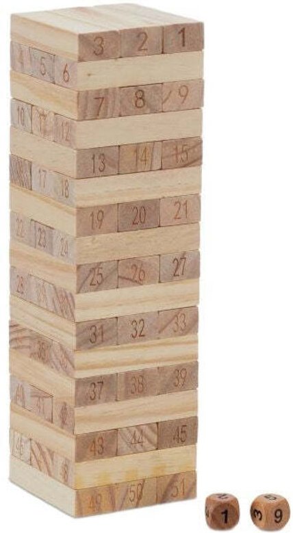 Wackelturm aus holz mit zahlen