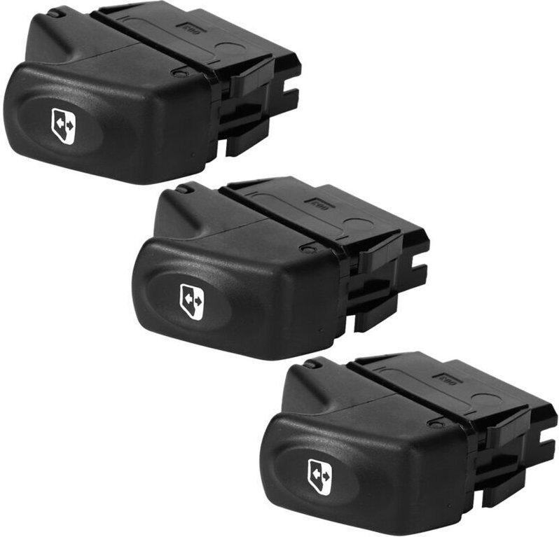 Satz mit 3 elektrischen Fensterheberschaltern für Pkw, Teilenummer 7700838100, kompatibel mit Renault