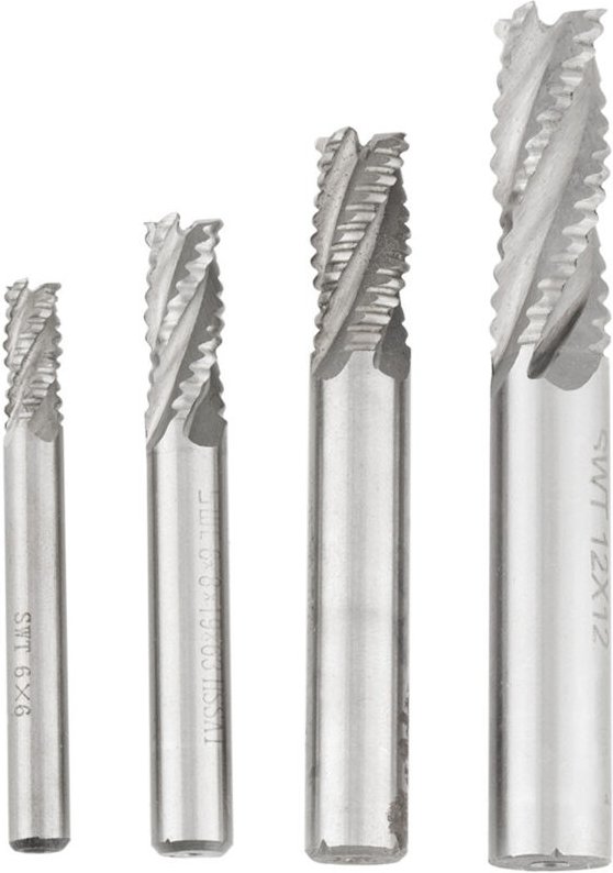 4 HSS-4-Schneiden-Schruppfräser für CNC-Fräsmaschinen, M6/M8/M10/M12