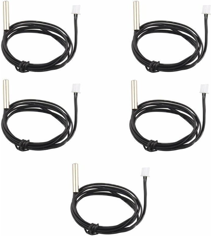 Packung mit 5 wasserdichten NTC 10K 1% 3950 Thermistor-Temperaturfühlern, 1m Verlängerungskabel, Temperaturdetektor, Mes...