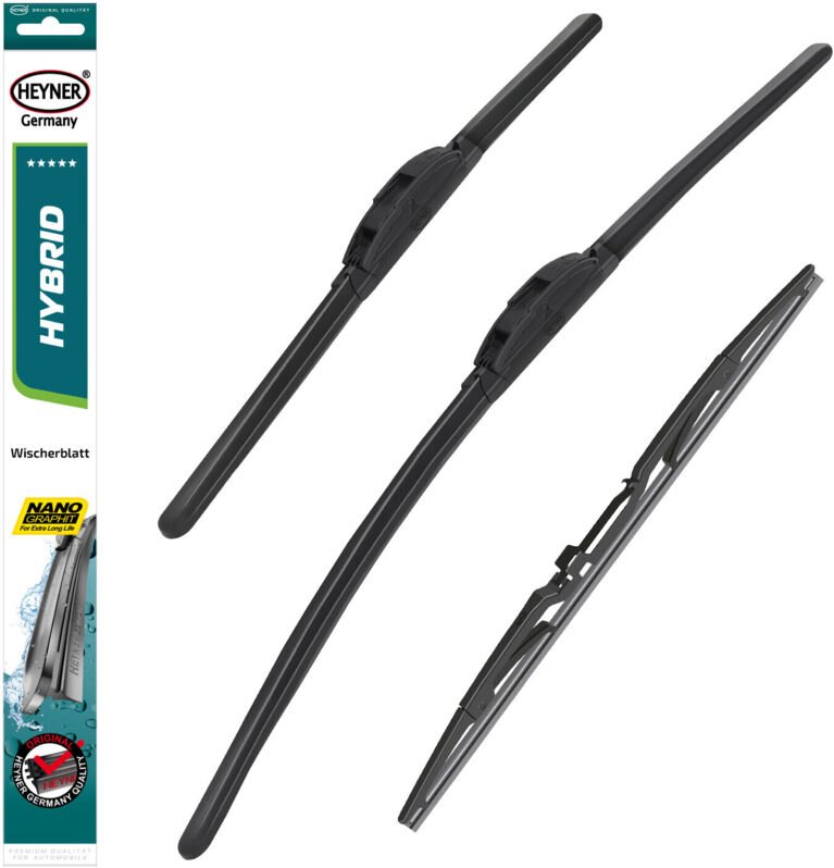 HEYNER® Scheibenwischer mit Heckwischer komp. mit DAIHATSU YRV (02.2001 - 07.2005) HYBRID Flachbalkenwischer