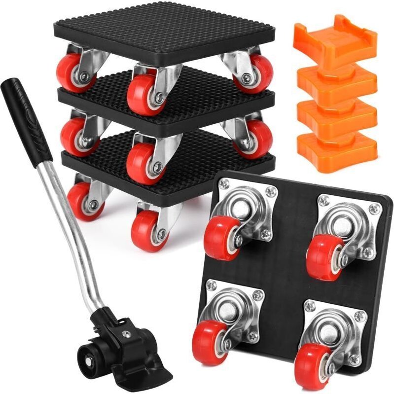 Möbelhebeset – Schwerlast-Möbelheber (500 kg) – 360°-Drehwagen zum Bewegen von Kühlschränken, Sofas und Waschmaschinen