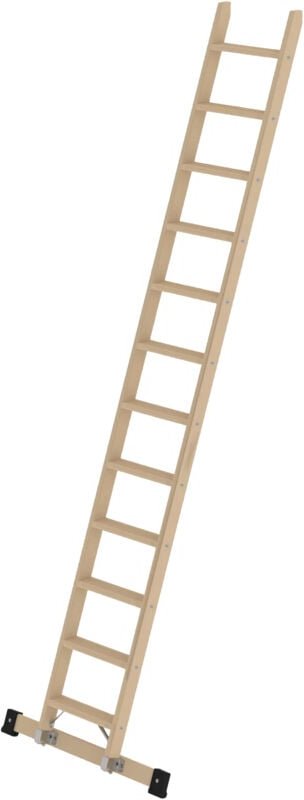 Günzburger Steigtechnik - Stufen-Anlegeleiter Holz mit Traverse 12 Stufen - 033722