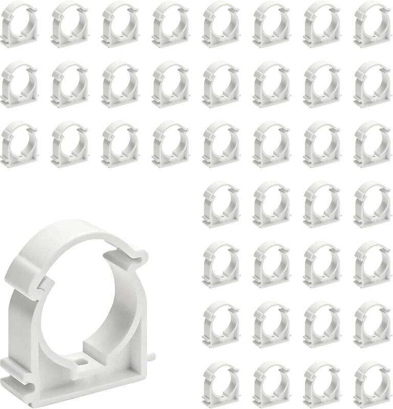 CCYKXA 40 Stück 16 mm Kunststoff-Schlauchschellen, Klemmen für Ø16 Rohre, U-förmige PVC-Schlauchschellen, zur Befestigun...