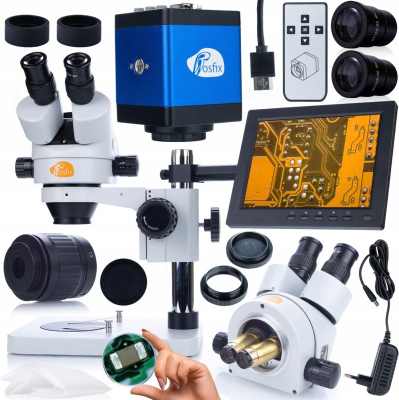 Rosfix Mercury Pro MSMP-T-PS1 Mikroskopset + Draco Blue PRO KMDBP-HDMI-VGA Kamera + 196mm Displayhalter + 8" Display
