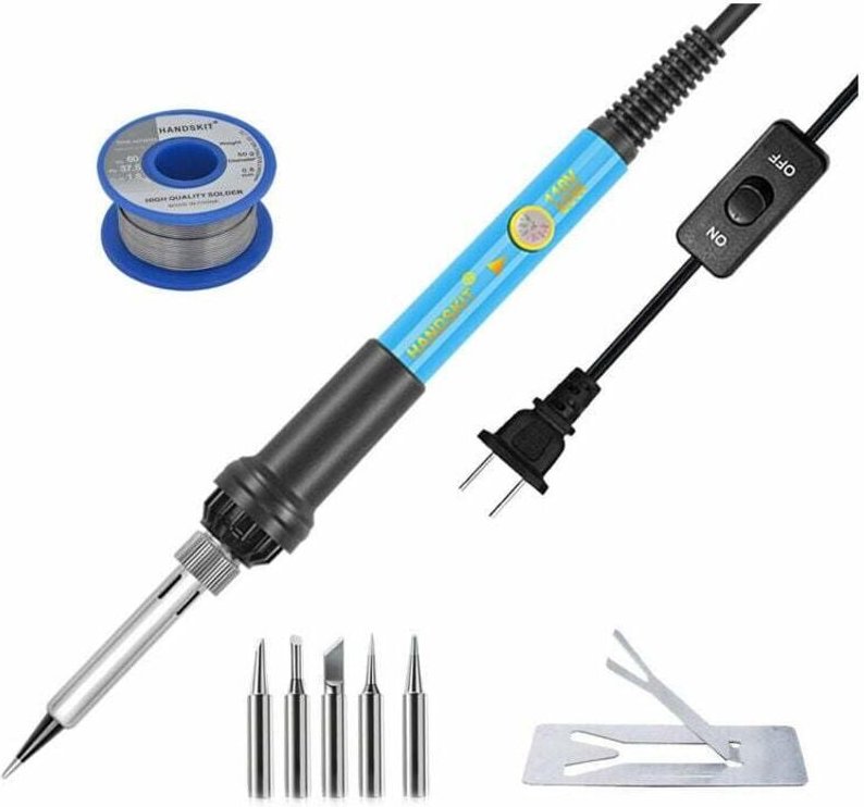 65-W-Lötkolben, + 5 Lötspitzen, kleiner europäischer Standard 220 V, professioneller Präzisionslötkolben, einstellbare T...