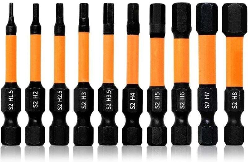 Ensemble de 10 embouts de tournevis hexagonaux de 50 mm de long, embouts de tournevis hexagonaux internes à impact magné...