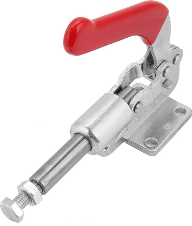 Kniehebelklemme, Kniehebelklemme mit Druck-Zug-Funktion und Halteriegel (GH-36010).