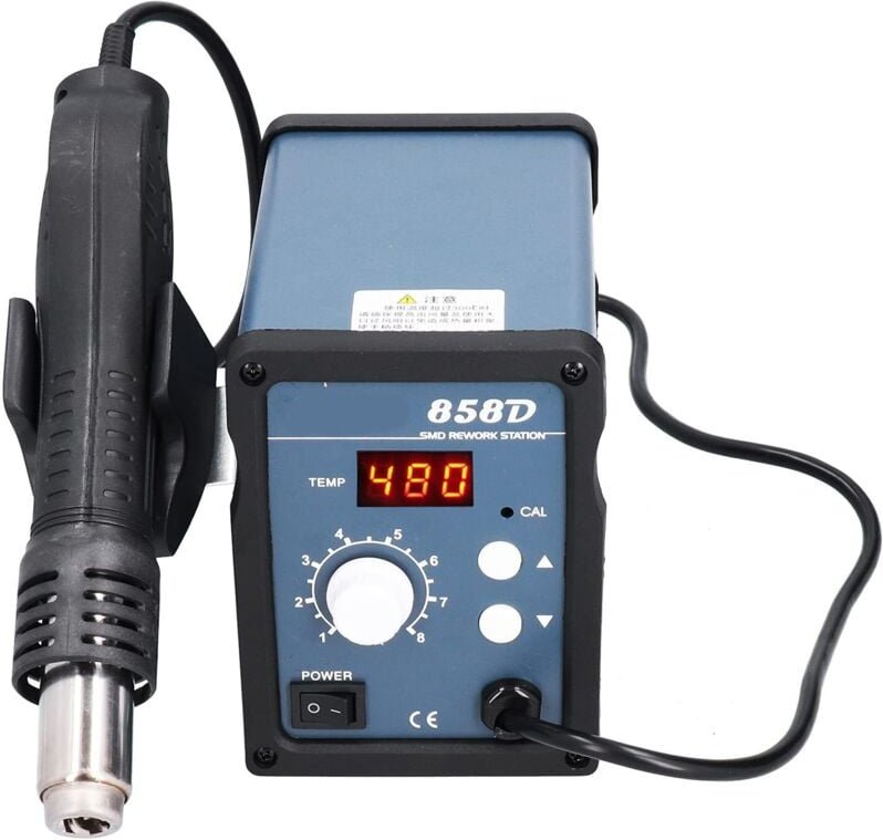 Entlötstation, Heißluftpistole, Rework-Station-Kit mit Digitalanzeige, Heißluftpistolen-Set mit integriertem Erkennungss...