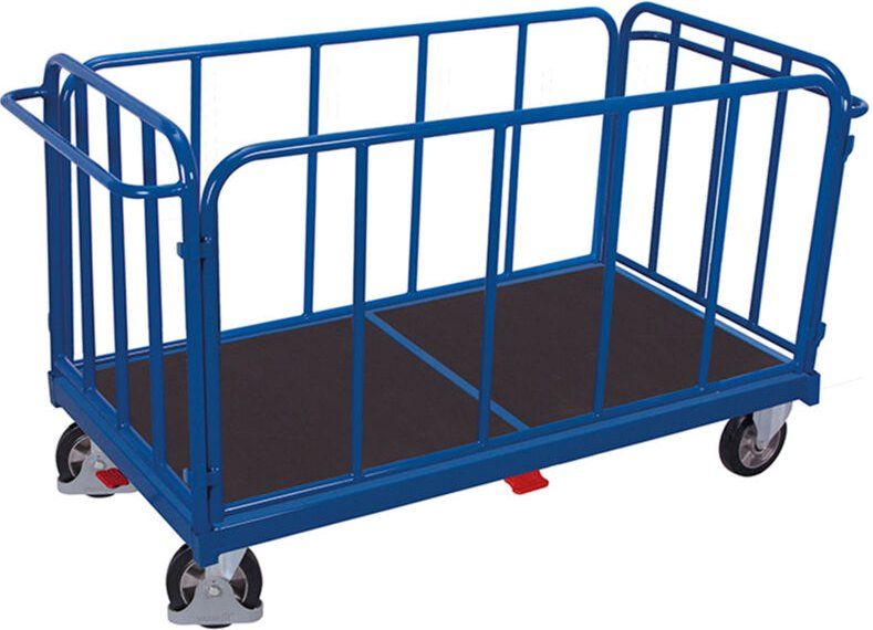 VARIOfit Vierwandwagen mit senkrechten Streben Elastikbereifung 1200kg Tragkraft 1305x810mm Anthrazitgrau RAL 7016