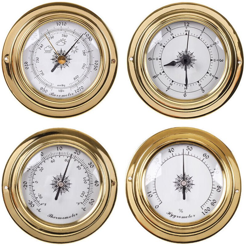 Analoge Wetterstation – Barometer, Thermometer, Hygrometer (4 Stück)