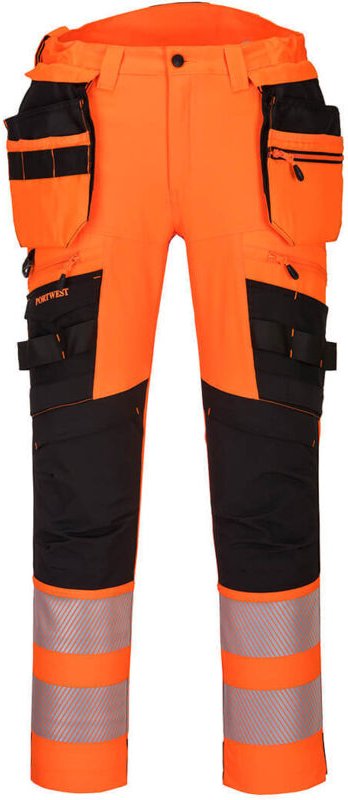 DX4 Hochsichtbare Arbeitshose mit aufgesetzten Taschen Orange/Schwarz XL - FR(52) - UK(41)