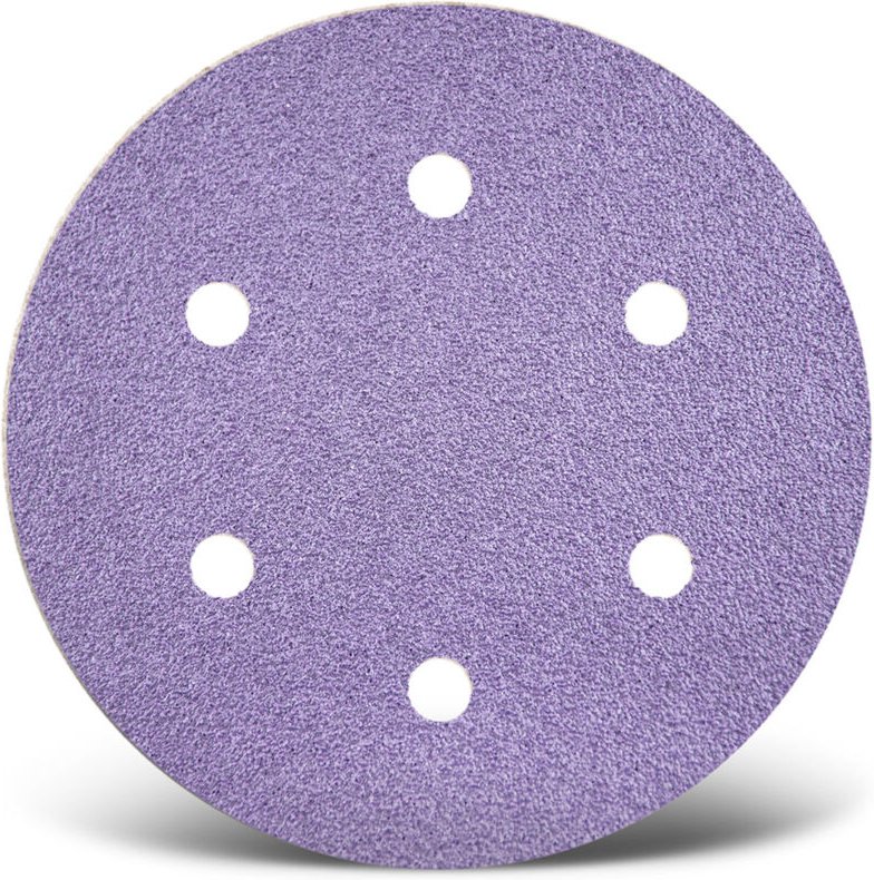 Purple hd Klett-Schleifscheiben, 150 mm, 6-Loch, f. Exzenterschleifer, Keramik-Mix (50 Stk.) K240 - Menzer