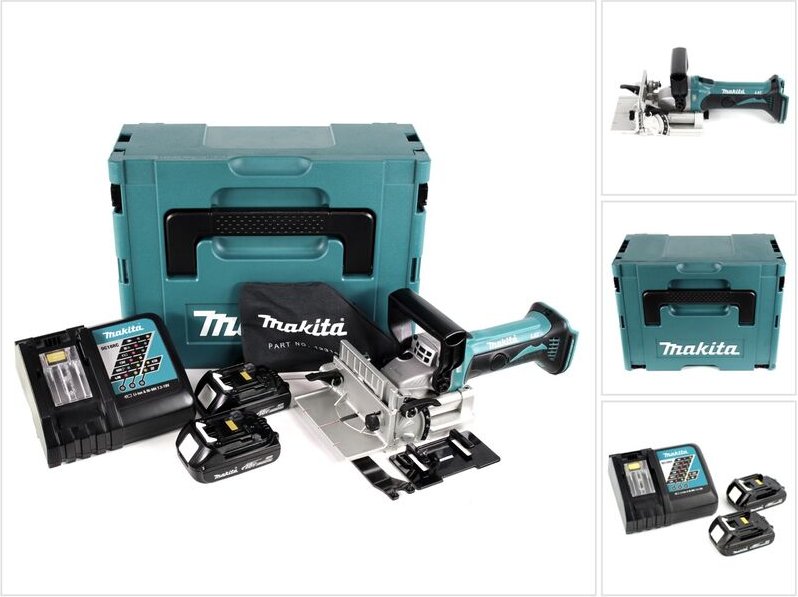 Makita DPJ 180 RYJ 18 V Li-Ion Akku Nutfräse im Makpac + 2 x 1,5 Ah Akku + Ladegerät