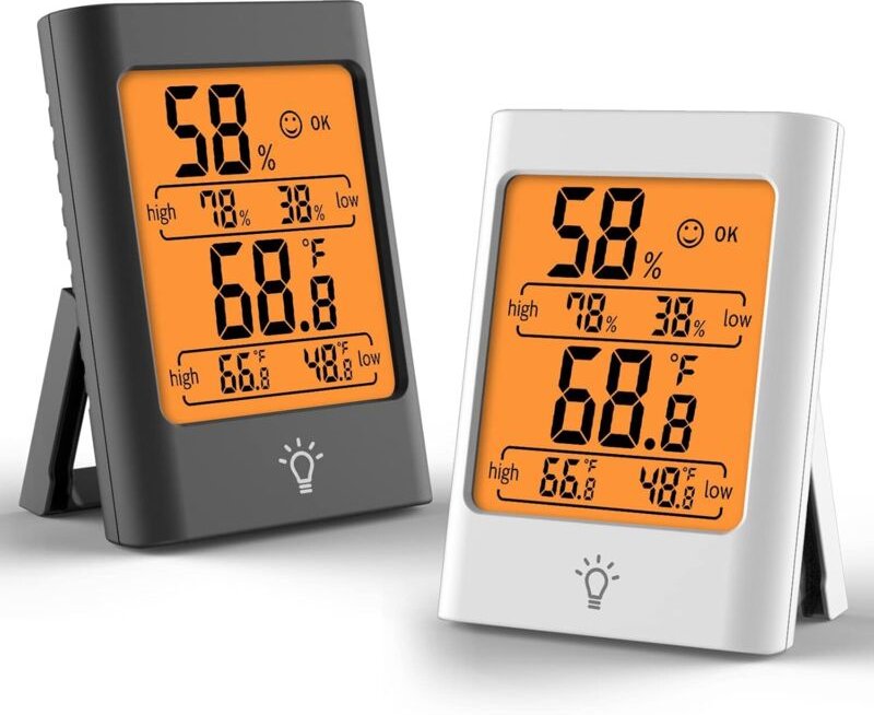 Digitales Hygrometer-Thermometer für den Innenbereich mit Aufzeichnung der maximalen und minimalen Luftfeuchtigkeit und ...