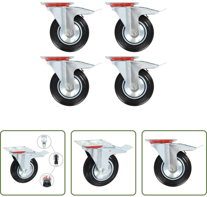 Doppelbremsen - Lenkrollen mit Doppelbremsen 4 Stk. 160 mm