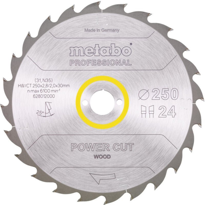 Sägeblatt 'power cut wood - professional', 250x2,8/2,0x30, Z24 wz 25° - Metabo