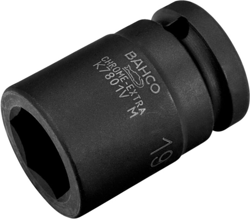 Bahco 1/2 Kraft-Steckschlüssel-Einsatz, verstärkt, Sechskant, 22 mm, phosphatiert