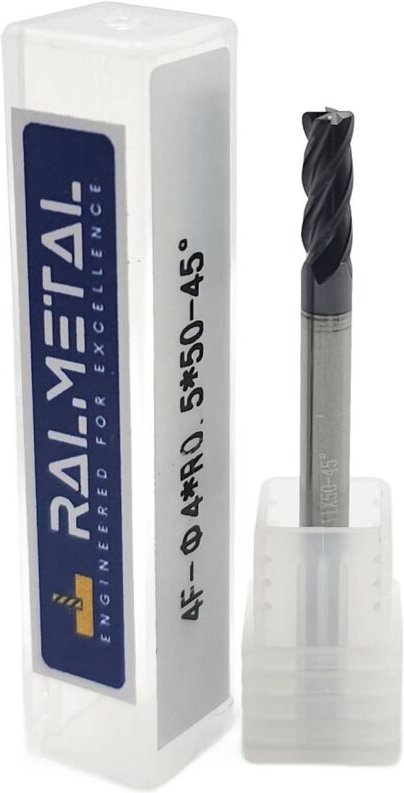 Radialfräser aus Vollhartmetall Fi4 x R0,5 x 50 mm - 45 HRC