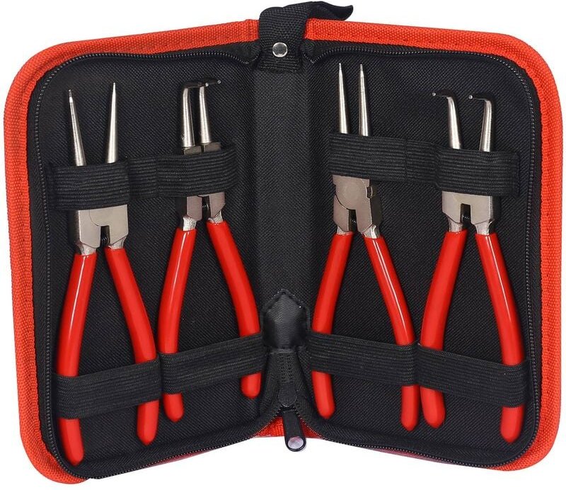 Xpotool - Sprengring Zange Set 4 teilig, 90° Winkel und gerade, Seegeringzange aus Carbonstahl für Innenringe Außenringe...