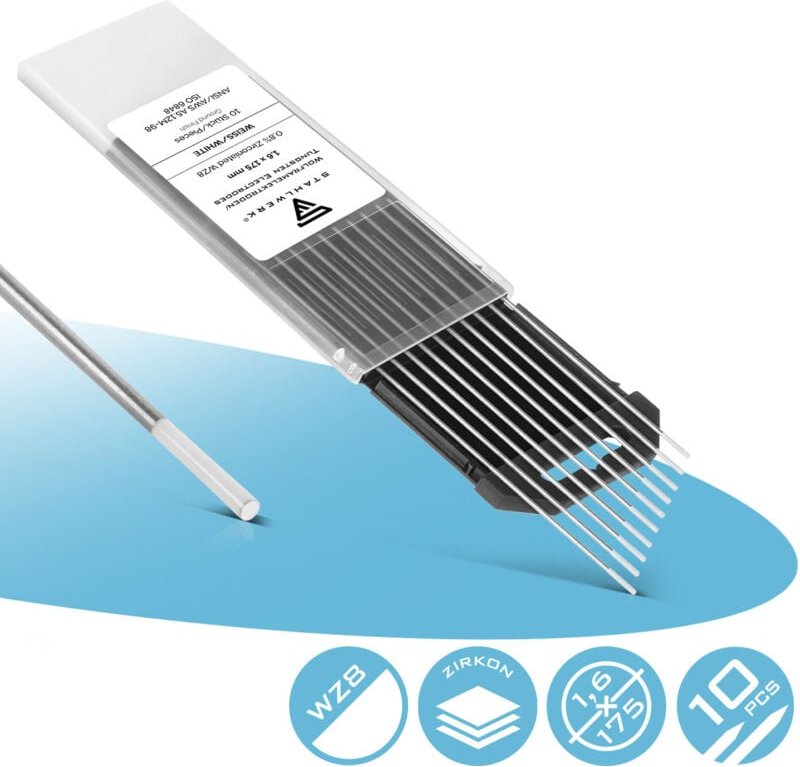 Stahlwerk - Wolframelektroden / Schweißelektroden 1,6 x 175 mm WZ8 Weiß 10er Set