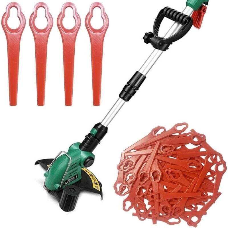 Vtizikl 100 Pcs Lames de Rechange en Plastique, Lame Coupe Bordure Tondeuse à Gazon, Lame Plastique Coupe Bordure