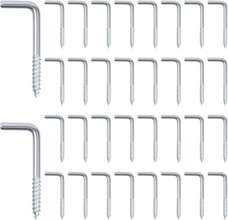 2,5 x 13 x 25 mm, 100er-Packung L-förmige Hakenschrauben, rechtwinklige Schraubhaken, L-förmige gerade Schlitzhaken, ver...