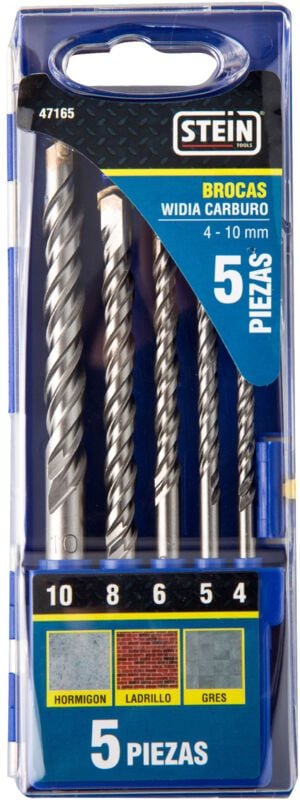 Hartmetall-Widia-Bohrer-Set 4–10 mm, 5-teilig - Stein