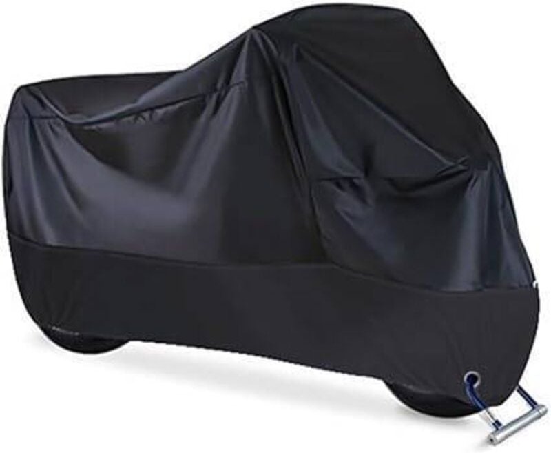 Motorradabdeckung 220 x 95 x 110 cm XL Schwarze Polyesterabdeckung, resistent gegen Vogelkot, Wasser, Staub/Schnee/Regen...