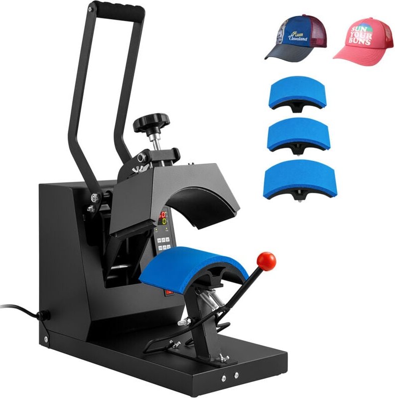 4-in-1-Kappe-Hitzepresse, 6 x 3 Zoll, Clamshell-Sublimationstransfer, LCD-Digitaltimer mit 4 gebogenen Heizelementen - M...