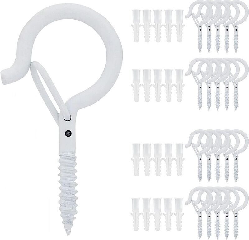 BEBUSINGOTO 20 Stück Schraubhaken, Schraubhaken für den Außenbereich, Deckenhaken, Haken für Weihnachtslichter, zum Aufh...