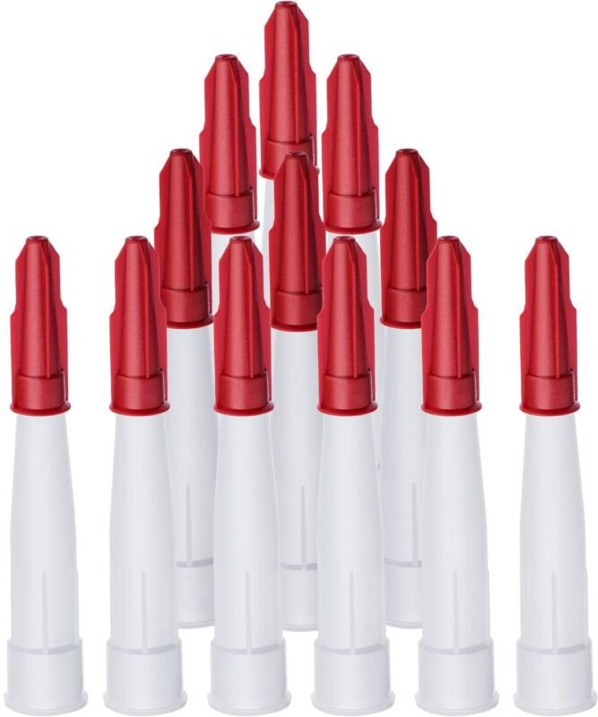 Packung mit 24 Dichtungsdüsenkappen, bestehend aus 12 Packungen weißen Dichtungsdüsen und 12 Packungen roten Dichtungsdü...