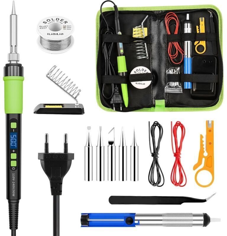 Präzisions-Lötkolben, einstellbare Temperatur 180–480 °C, automatische Abschaltfunktion, Lötkolben-Set mit 5 Spitzen, Lö...